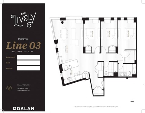 C1 Floor Plan at The Lively, Jersey City, NJ 07302